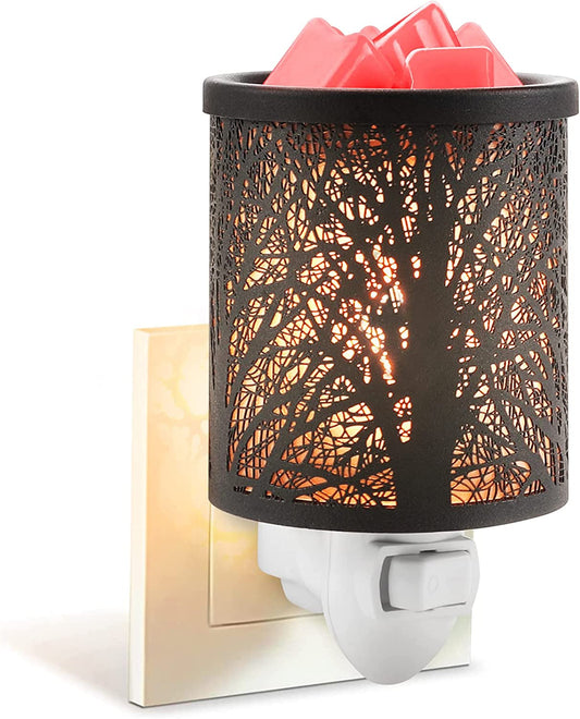 YUWENUS Plug in Wax Melt Warmer, Metal Wax Warmer for Scented Wax, Decorative Scented Candle Warmer for Wax Cubes, Frangrance Wax Burner for Gift, Home, Office, Spa (Tree Pattern)