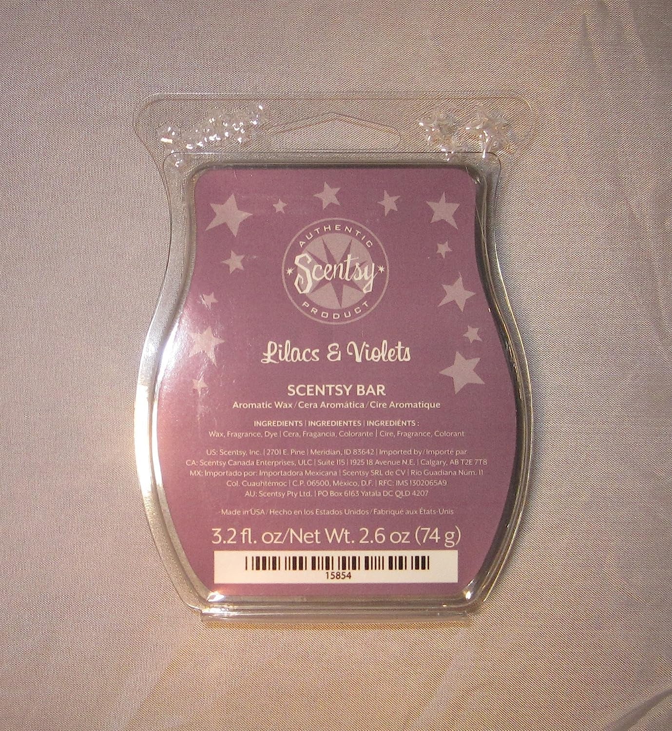 Scentsy, Lilacs and Violets, Wickless Candle Tart Warmer Wax Bar, 3.2 Fl Oz, 8 Squares
