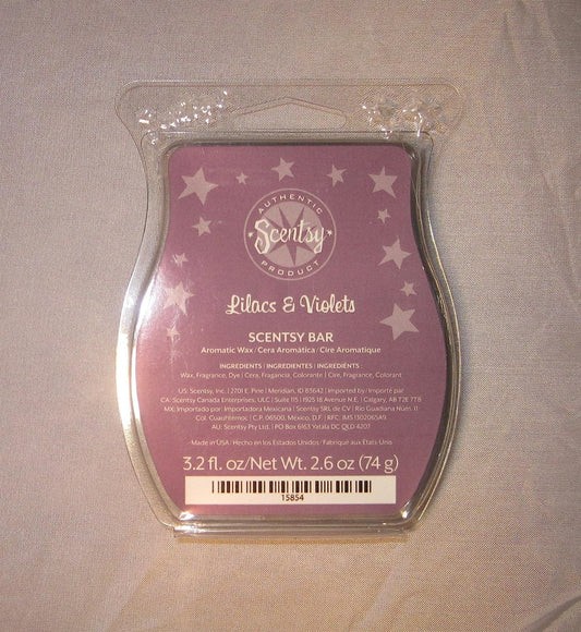 Scentsy, Lilacs and Violets, Wickless Candle Tart Warmer Wax Bar, 3.2 Fl Oz, 8 Squares