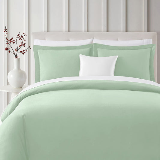 Sage 3-Piece Heavyweight Flannel Duvet Cover Set