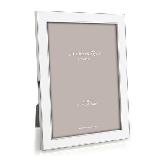 White Enamel 4" x 6" Picture Frame with Silver Trim - 1 Each