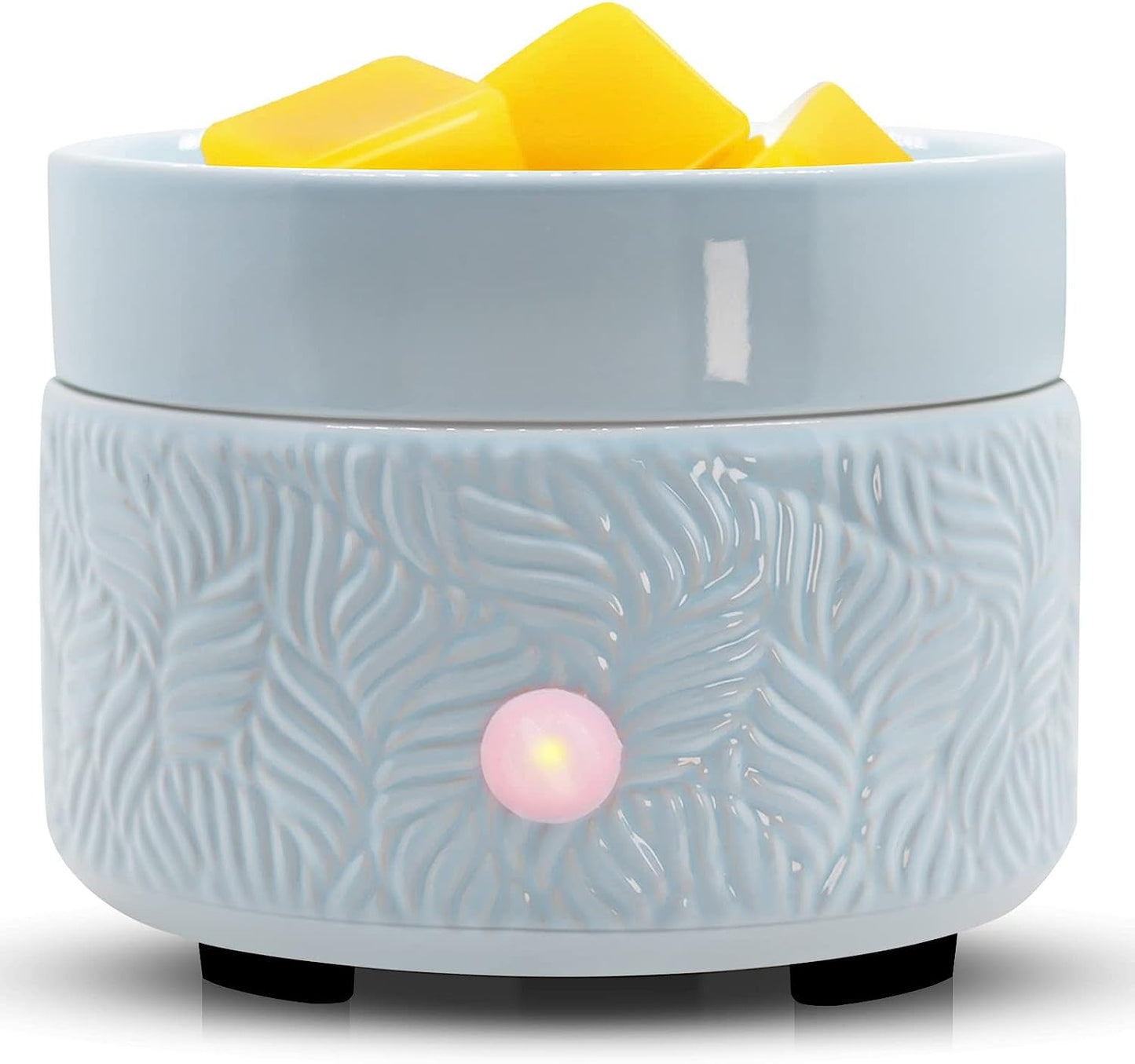 Wax Melts Candle Warmer Burner - Ceramic Fragrance Wax Warmer 3-In-1 Essential Oil Burner Electric Scented Fragrance Candle Melter for Scented Wax Tart Cube Aromatherapy Home Office Bedroom Gifts Home & Garden > Decor > Home Fragrances > Wax Tarts Bobolyn Blue Leaf