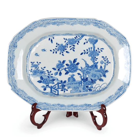 14" Porcelain Blue & White Tray