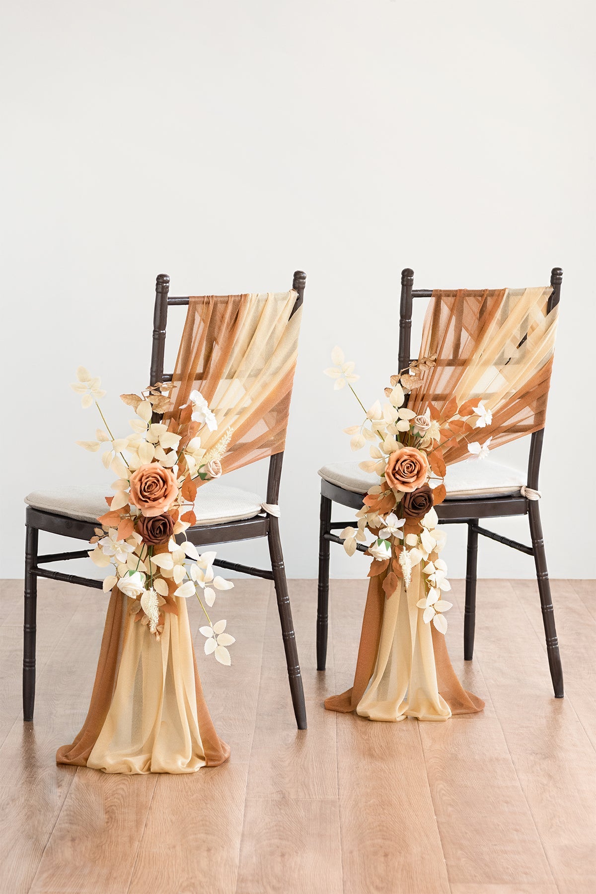 Wedding Aisle Chair Flower Decoration in Rust & Sepia