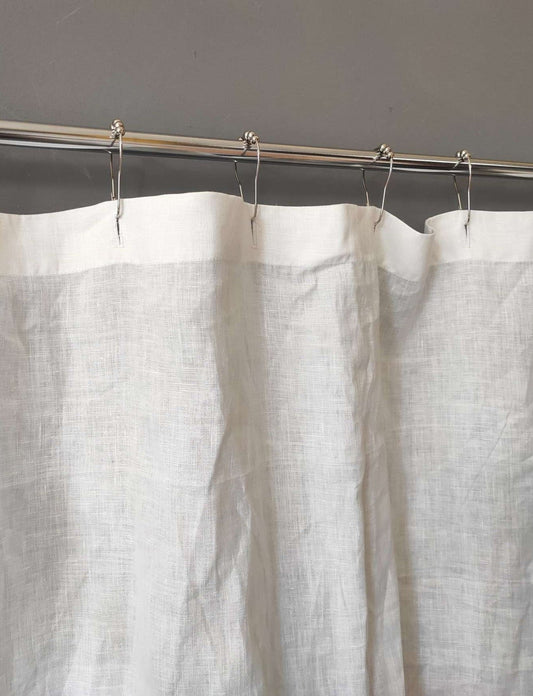 Waterproof Linen Shower Curtain – Simple Linen Bathroom Panel with Waterproof Lining – Custom Color: Gray, White, Black – 80", 90", and 96" Height