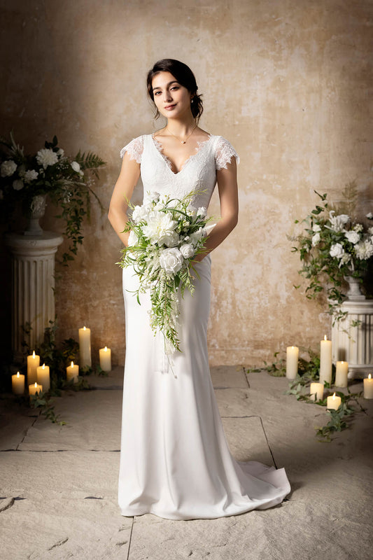 Small Cascade Bridal Bouquet in May Lily & Olive