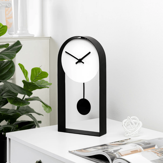 Unity Pendulum Table / Wall Clock - Gunmetal/White