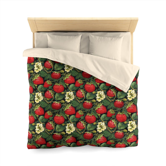 Strawberry Duvet Cover, Retro Vintage Bedding Queen King Full Twin XL Microfiber Unique Designer Bed Quilt Bedroom Decor Starcove Fashion