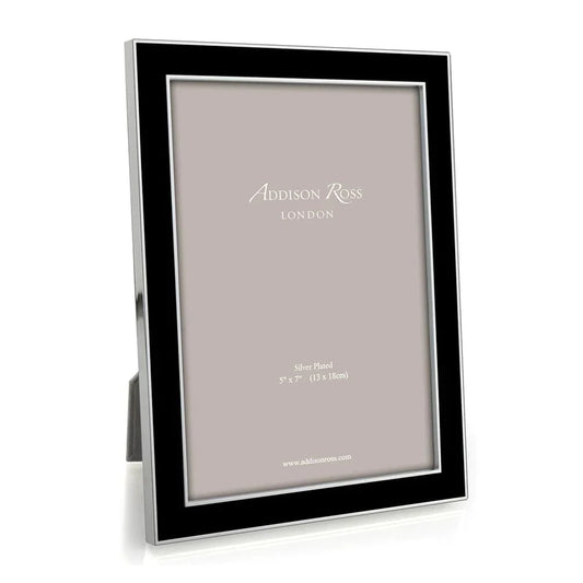 Black Enamel 5" x 7" Picture Frame with Silver Trim - 1 Each