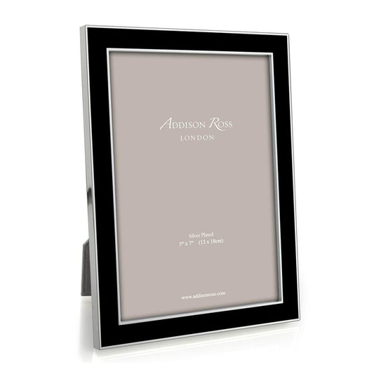 Black Enamel 4" x 6" Picture Frame with Silver Trim - 1 Each