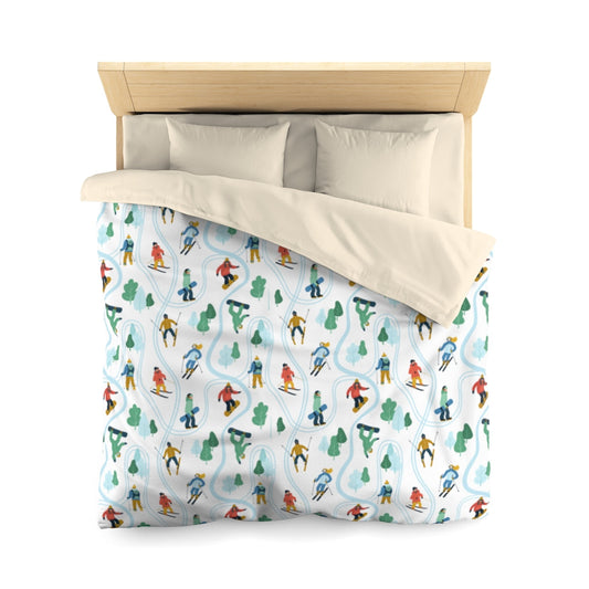 Ski Snowboard Duvet Cover, Skiing Snow Lodge Cabin Microfiber Full Queen Twin Unique Vibrant Bed Cover Home Bedding Bedroom Decor Starcove Fashion
