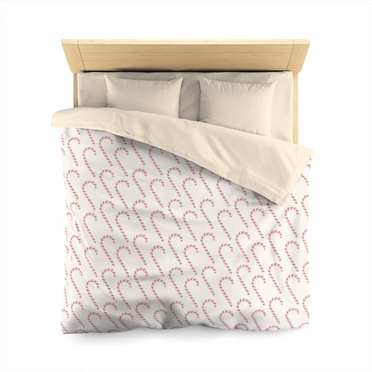 Candy Cane Duvet Cover, Holiday Christmas Xmas Bedding Queen King Full Twin XL Microfiber Designer Bed Quilt Bedroom Starcove Fashion
