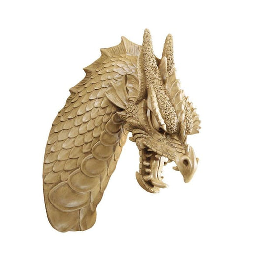 Wall Sculpture Head of the Beast Dragon 15.5 in. x 6.5 in. Beige