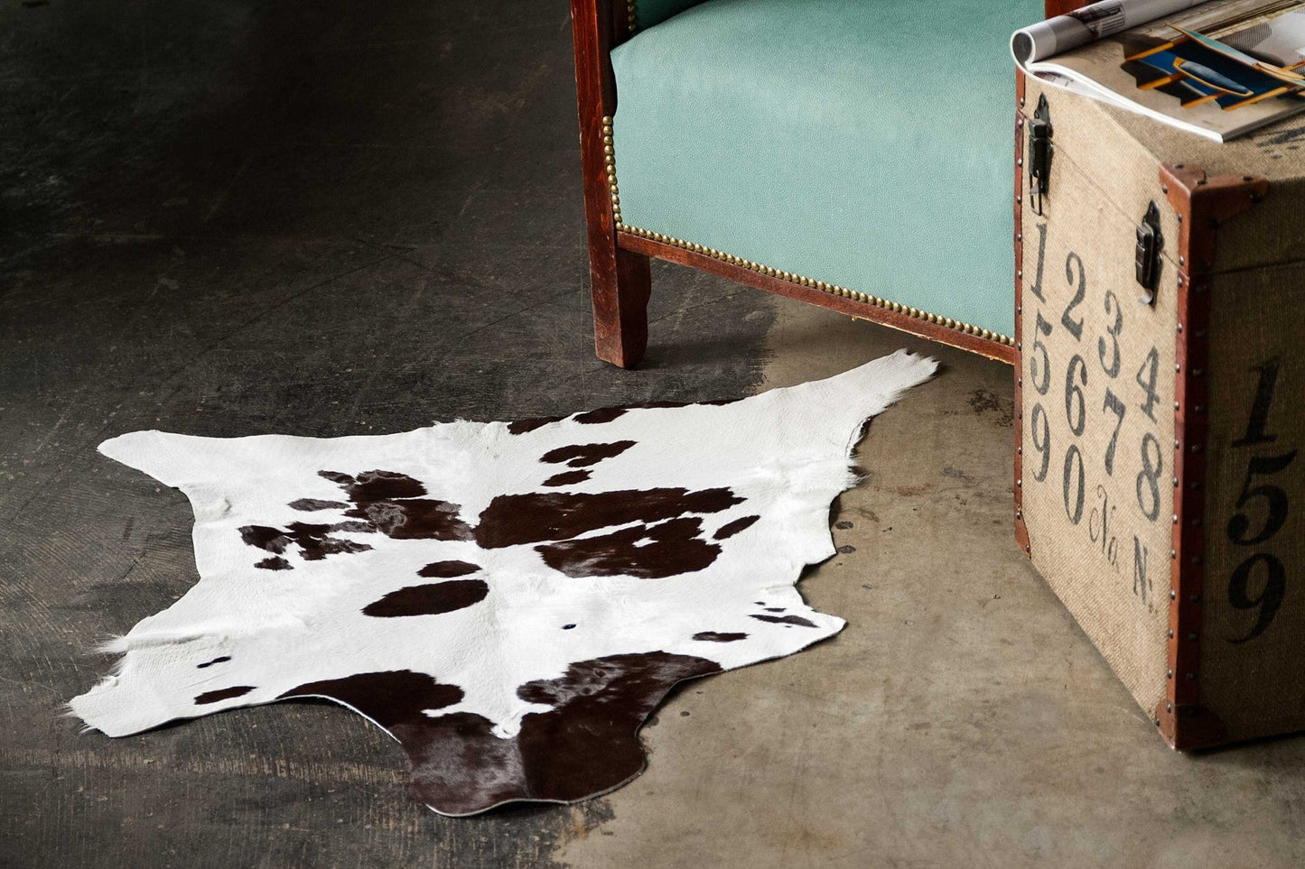 24" X 36" Black And White Calfskin - Area Rug