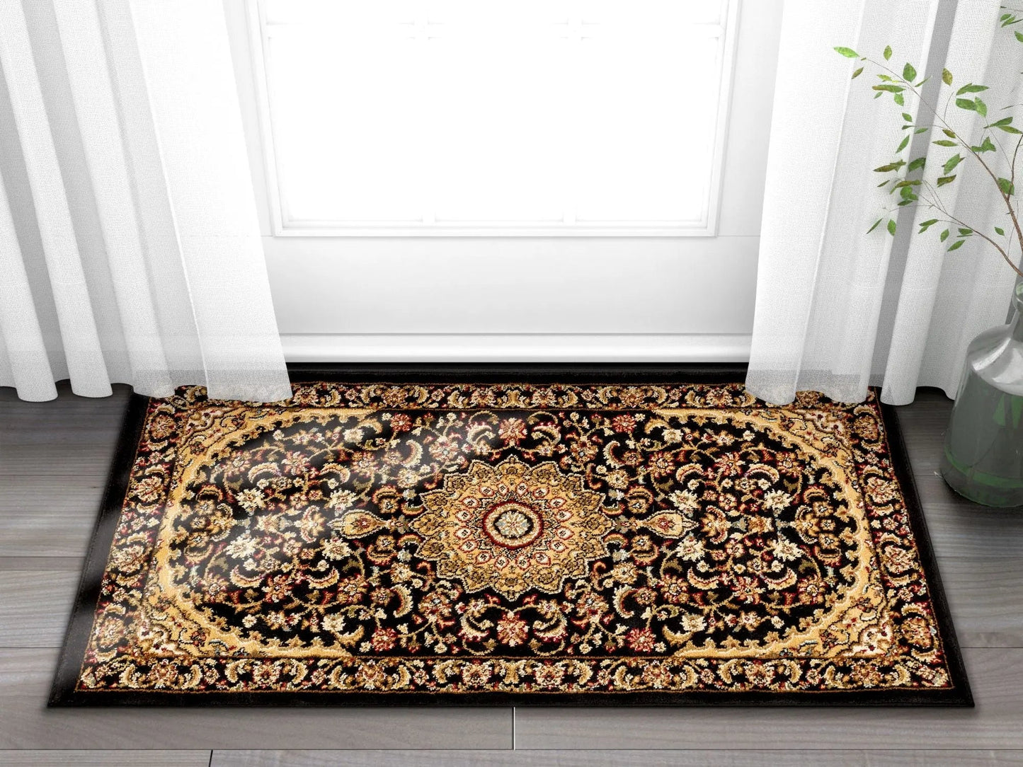 Aviva Black Traditional Rug