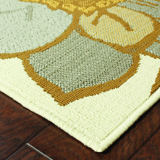2' X 4' Gray and Ivory Floral Indoor Outdoor Area Rug