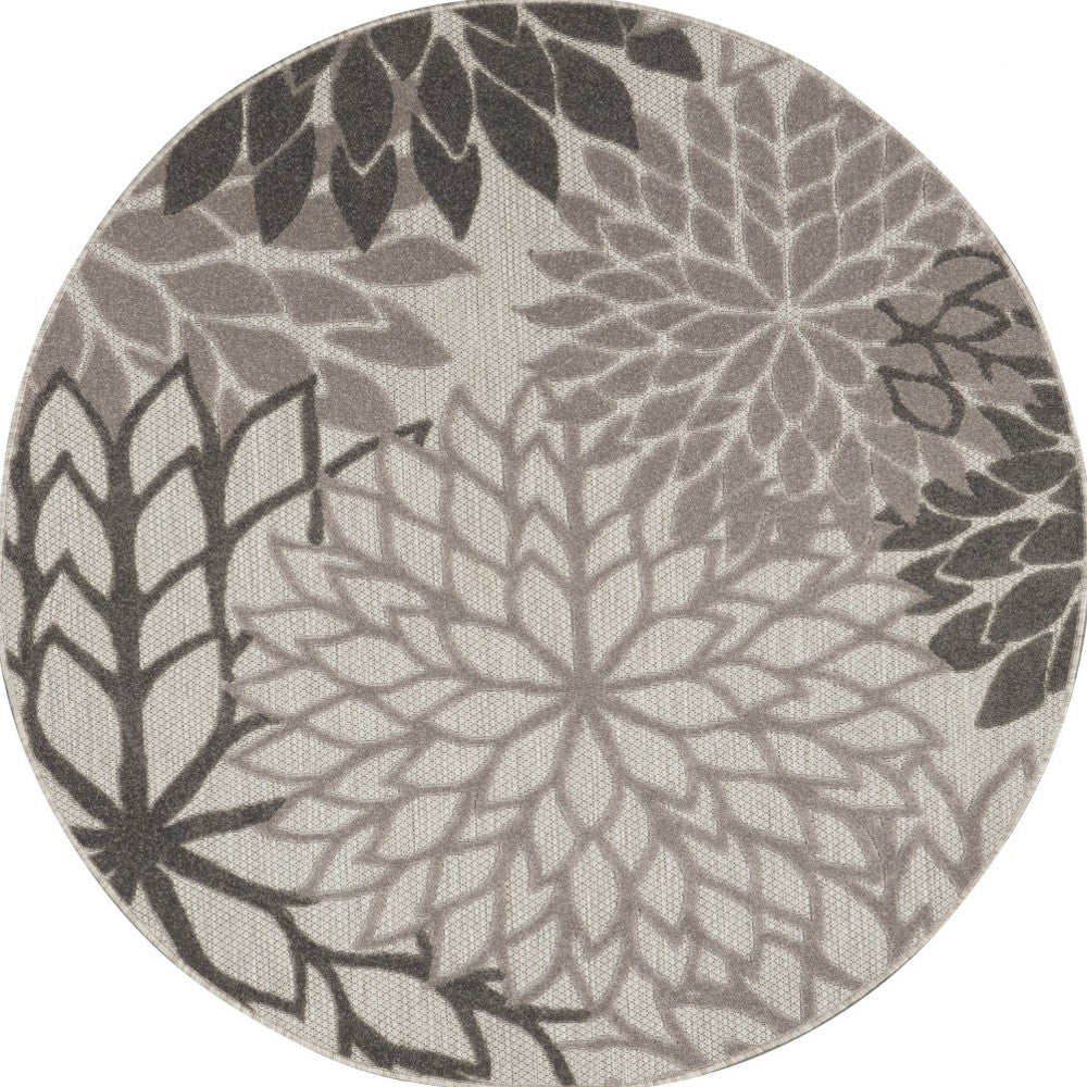 2' X 6' Gray Floral Indoor Outdoor Area Rug