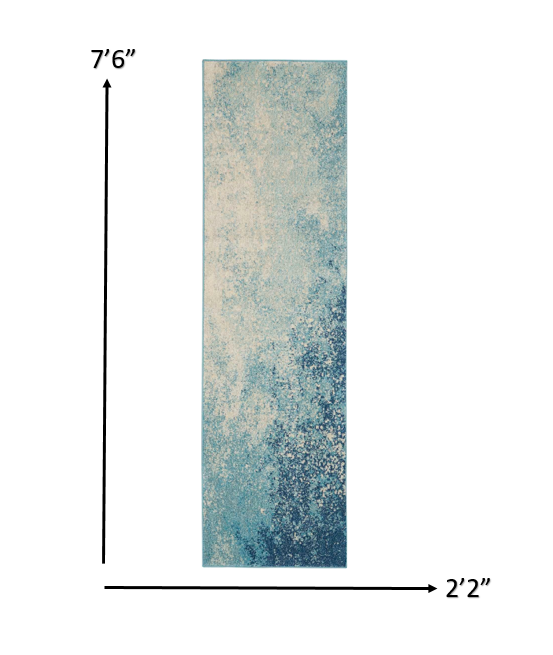 2' X 3' Ivory And Blue Abstract Power Loom Area Rug