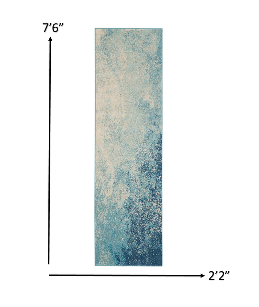 2' X 3' Ivory And Blue Abstract Power Loom Area Rug