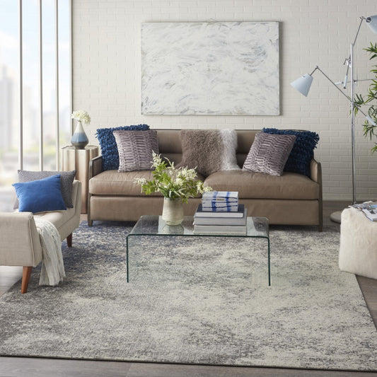 4' X 6' Gray And Ivory Abstract Power Loom Area Rug