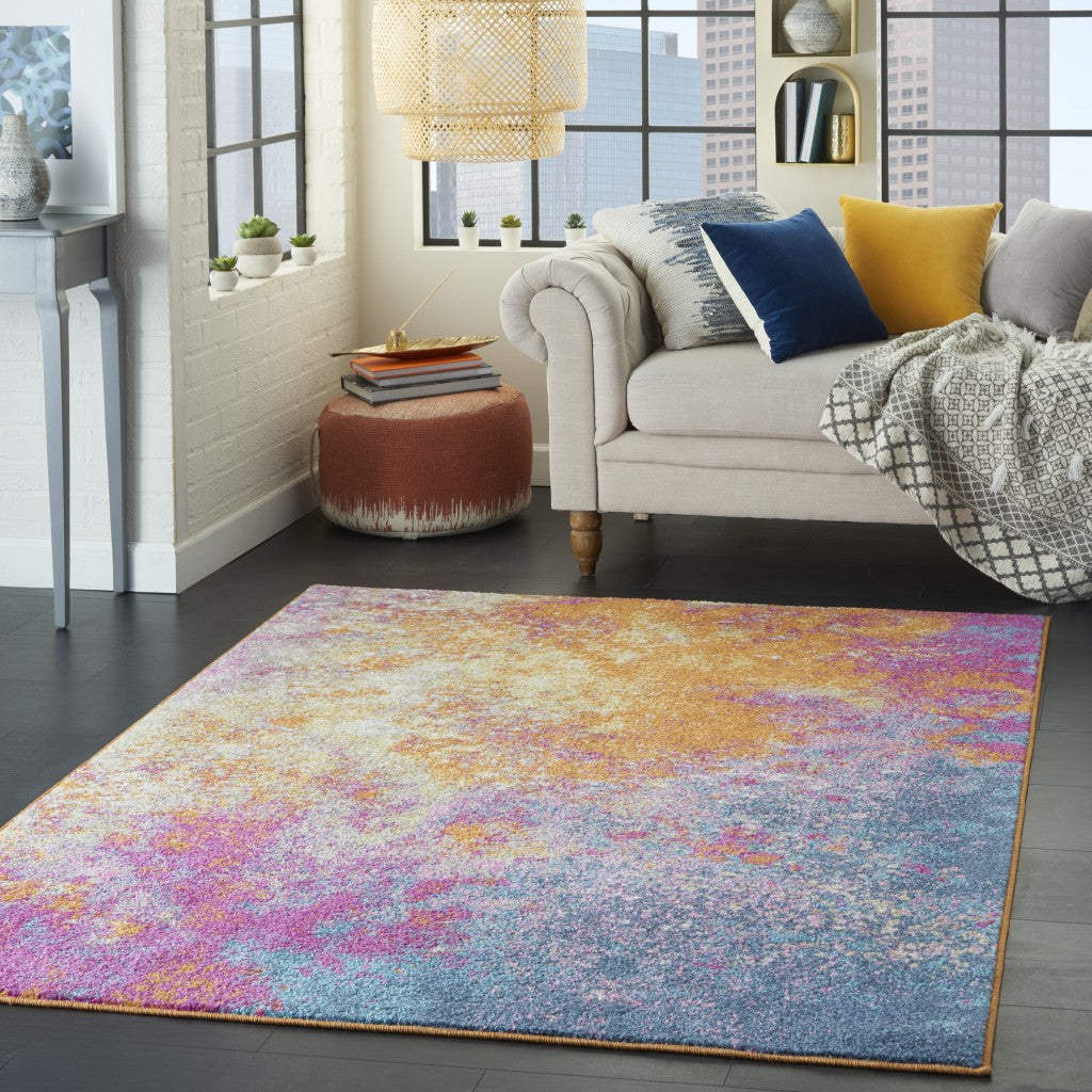 10' Sunset Abstract Power Loom Runner Rug