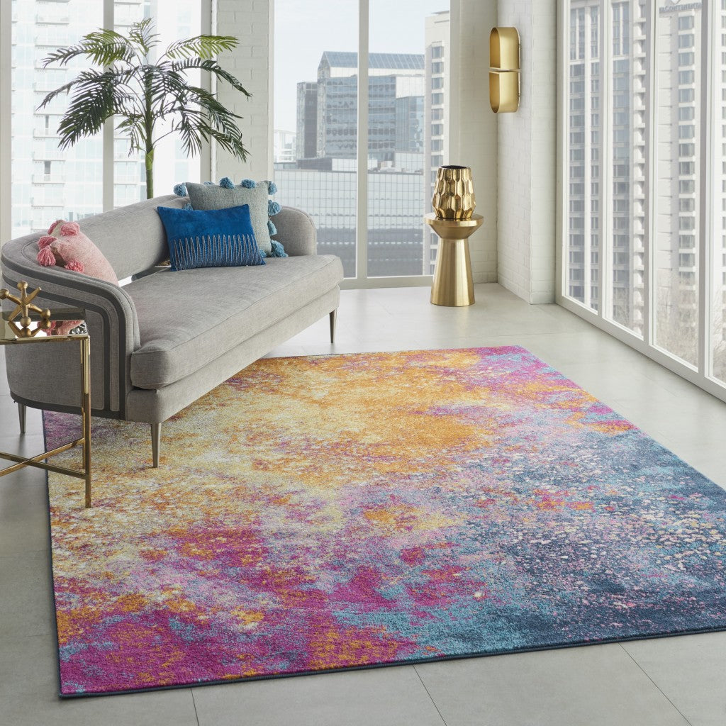 10' Sunset Abstract Power Loom Runner Rug