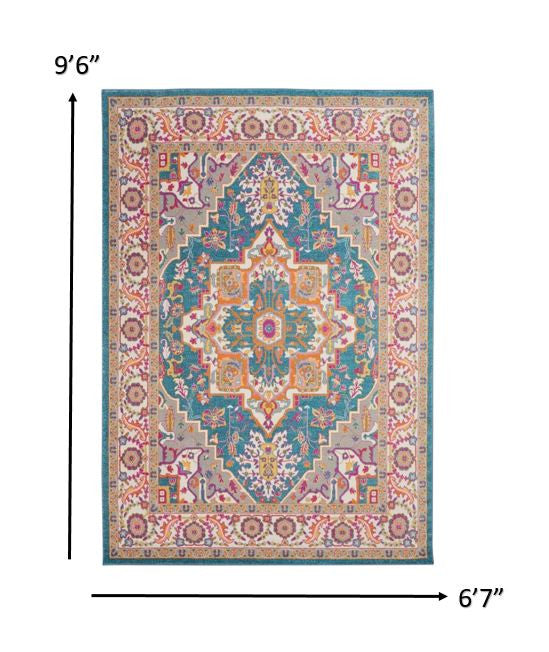 4' X 6' Teal Blue Power Loom Area Rug