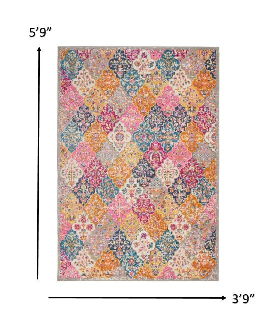 2' X 3' Pink And Gray Geometric Dhurrie Area Rug