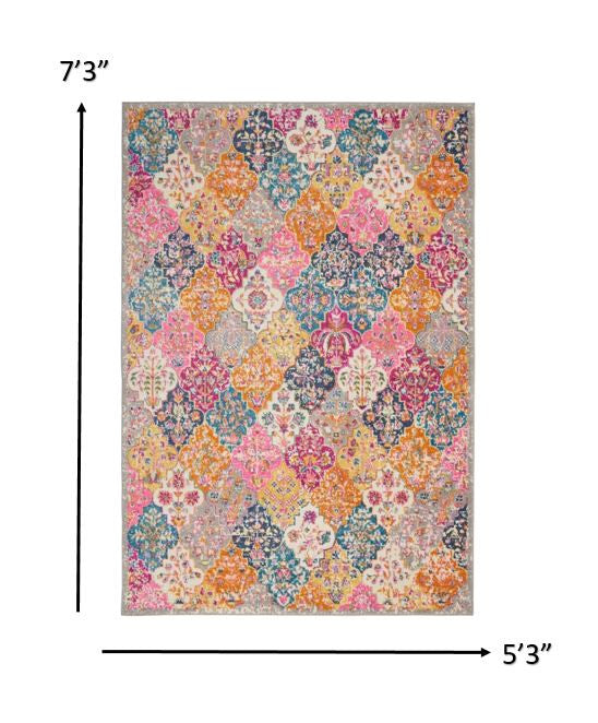 2' X 3' Pink And Gray Geometric Dhurrie Area Rug