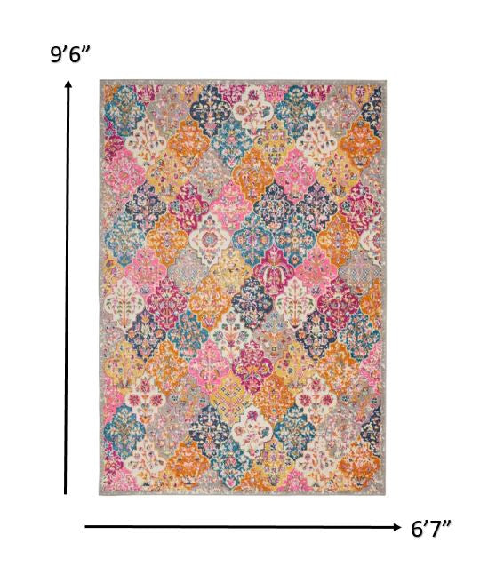2' X 3' Pink And Gray Geometric Dhurrie Area Rug