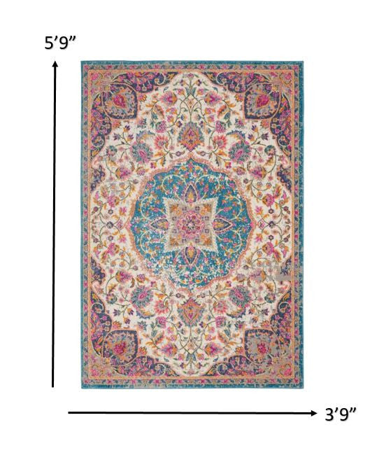 2' X 3' Pink And Green Dhurrie Area Rug