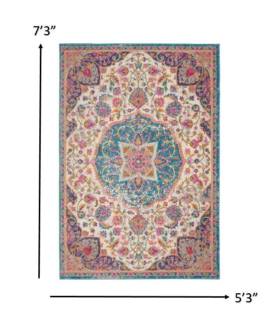 2' X 3' Pink And Green Dhurrie Area Rug