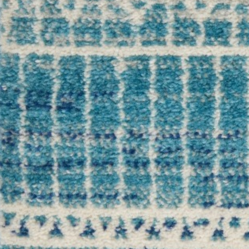 2' x 3' Blue and Ivory Striped Power Loom Area Rug
