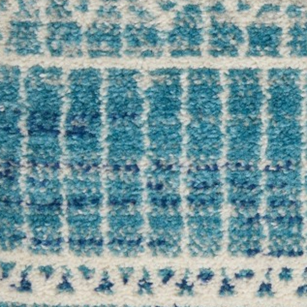 2' x 3' Blue and Ivory Striped Power Loom Area Rug