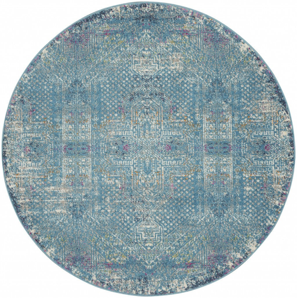 2' X 3' Blue Southwestern Power Loom Area Rug