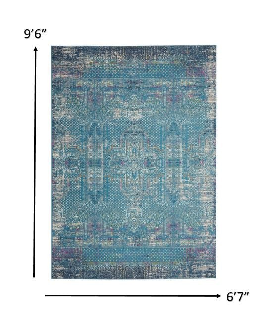 2' X 3' Blue Southwestern Power Loom Area Rug