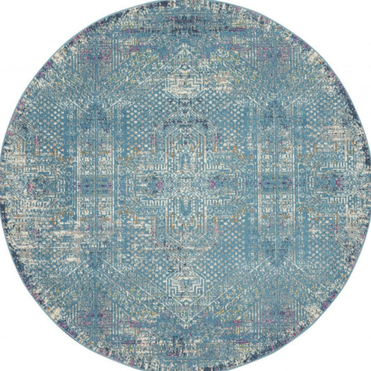 2' X 3' Blue Southwestern Power Loom Area Rug