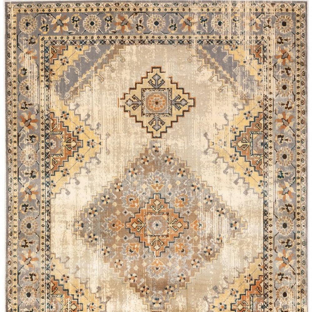4’ X 6’ Gray And Beige Aztec Pattern Area Rug