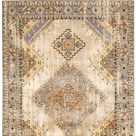 4’ X 6’ Gray And Beige Aztec Pattern Area Rug