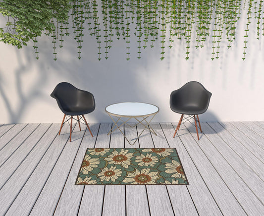 2' X 8' Blue Indoor Outdoor Area Rug