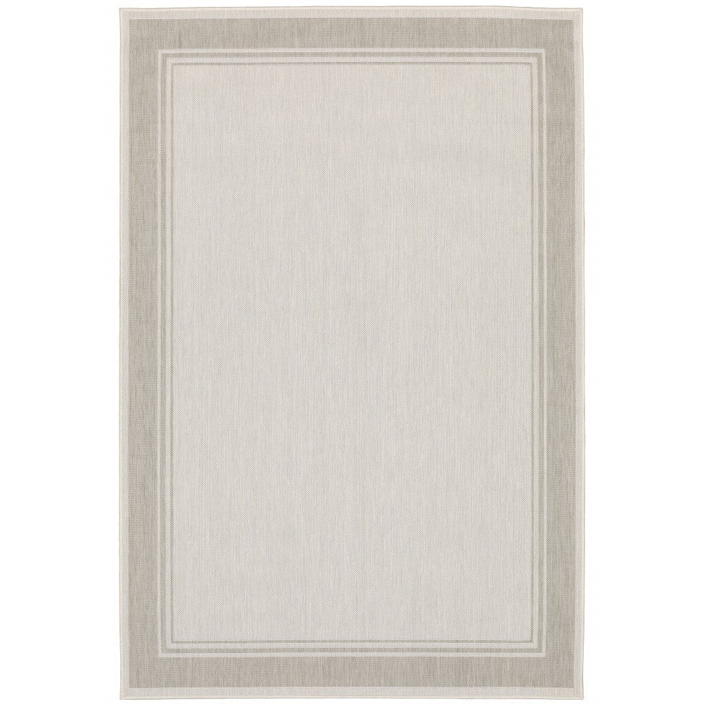 3' X 5' Gray and Ivory Indoor Outdoor Area Rug