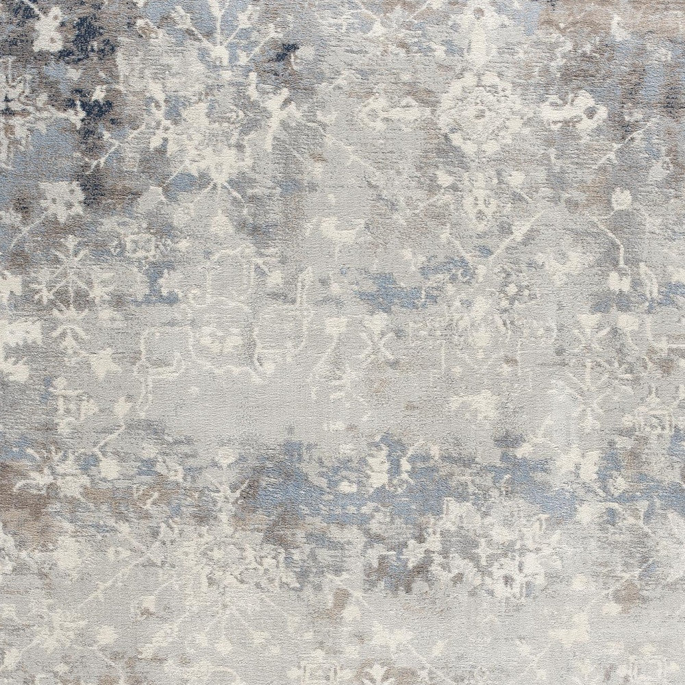 2’ X 10’ Navy And Beige Distressed Vines Runner Rug