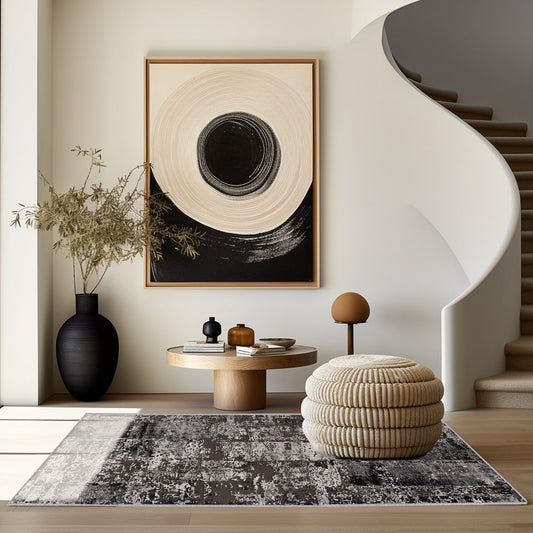 3' X 5' Gray Abstract Dhurrie Area Rug