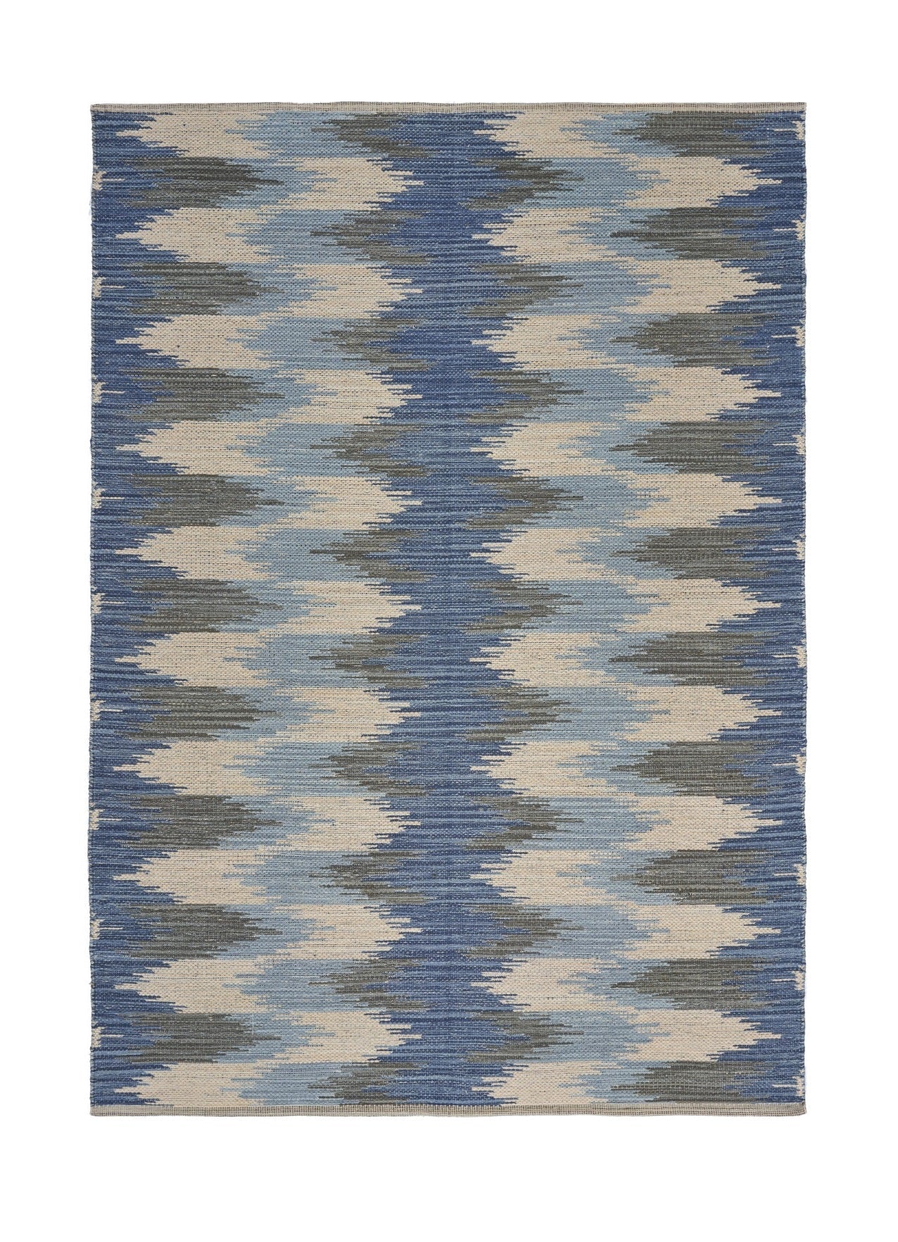 5’ x 7’ Blue and Cream Ikat Pattern Area Rug