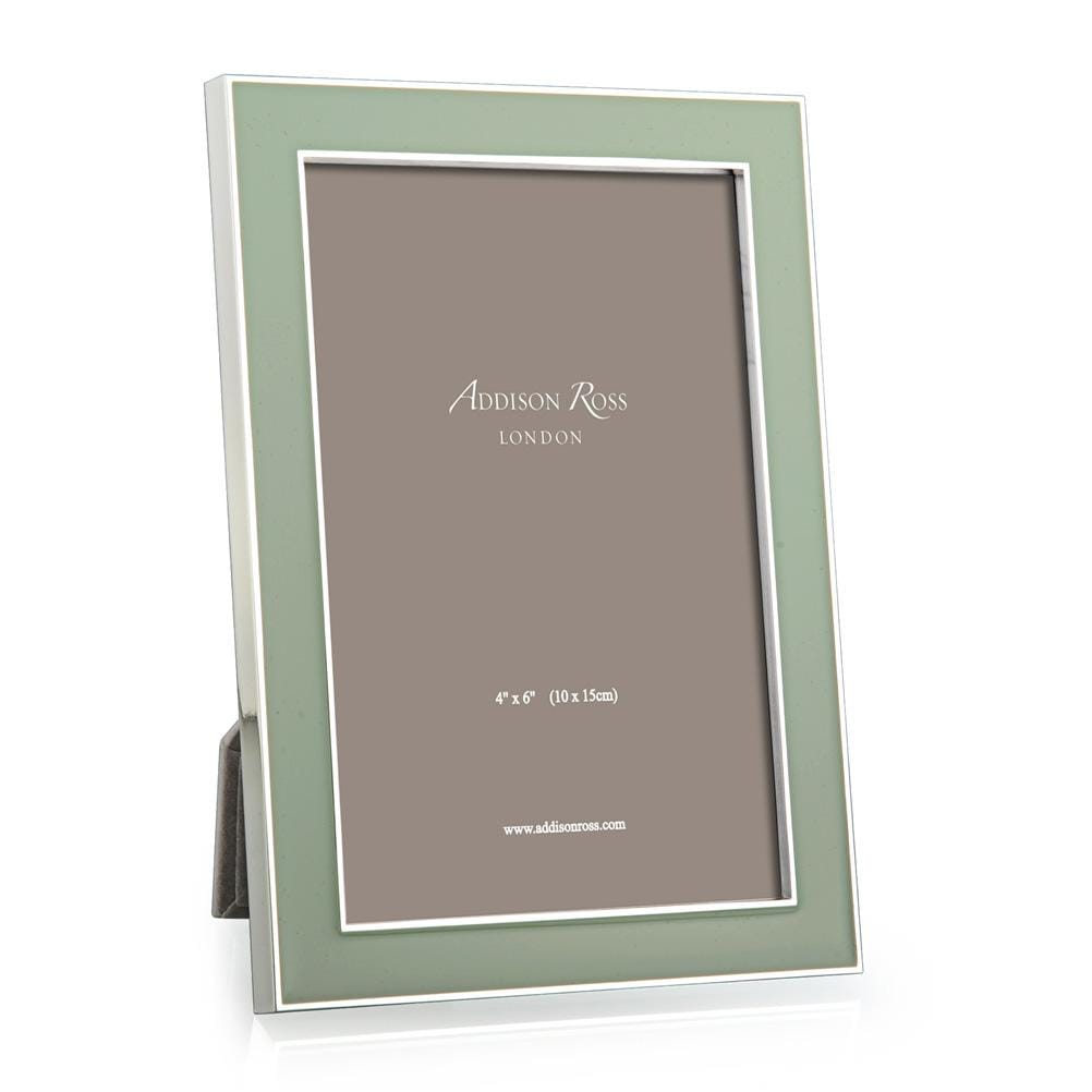 Sage Green Enamel 4" x 6" Picture Frame with Silver Trim - 1 Each