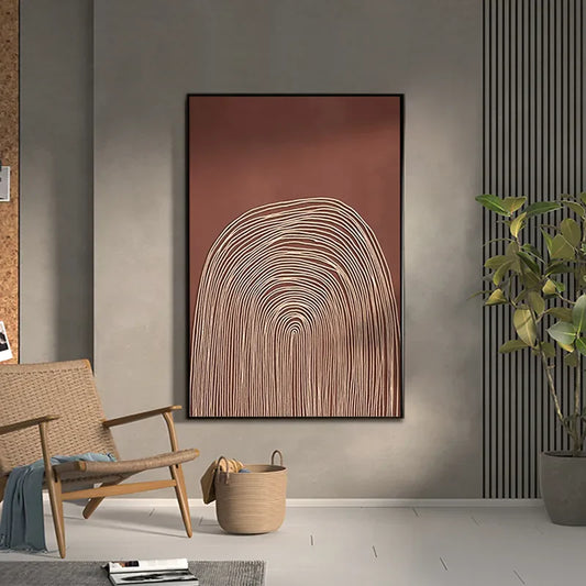 Red & Gold Abstract Geometric Painting Wall Decor