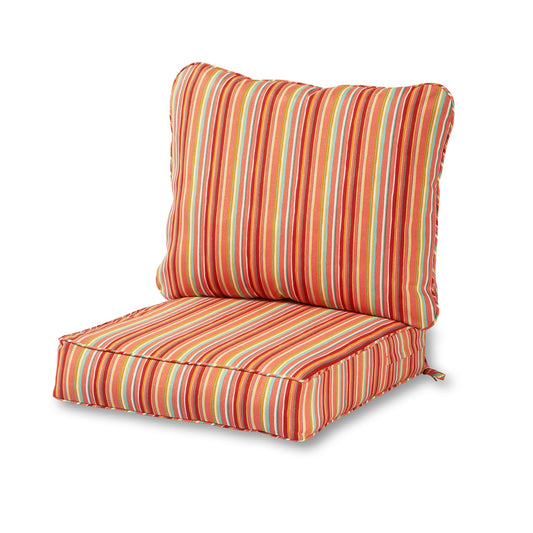 2 Piece Patio Deep Seat Cushion, Watermelon Striped