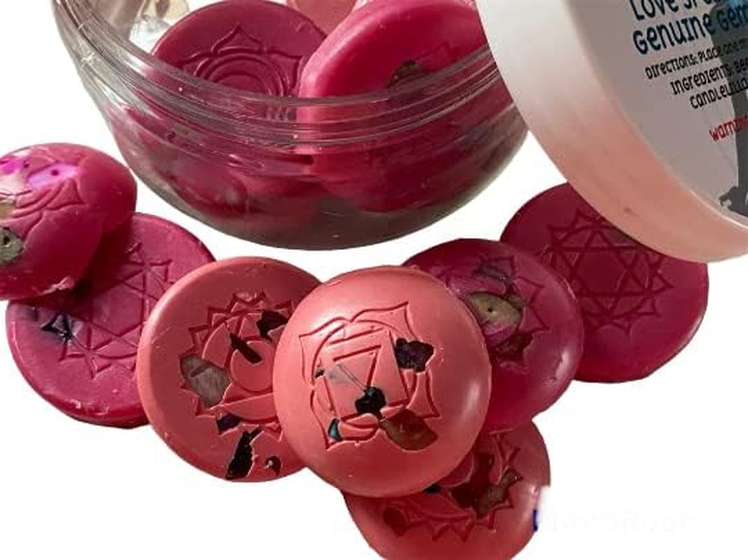 Chakras Themed Wax Tart Melts for Wax Burners, Cast Love Spells Scent with Gemstone Chips, between 10-12 Tarts