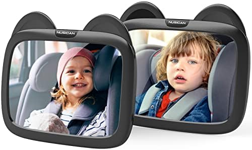 Baby Car Mirror 2 Pack - Safely Monitor Infant Child in Rear Facing Car Seat,Wide Angle Adjustable Baby mirror for car,Secure and Shatterproof,Crash Tested & Certified for Safety