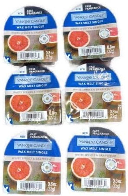Yankee Candle Wax Melt Single 6 Pack White Spruce & Grapefruit